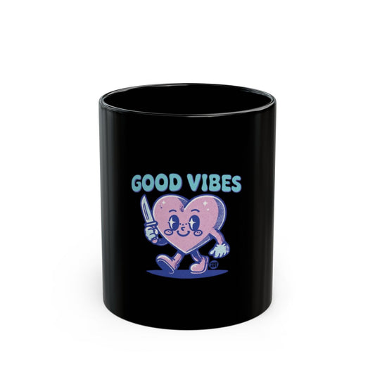 Good Vibes Heart Character Art Design Mug