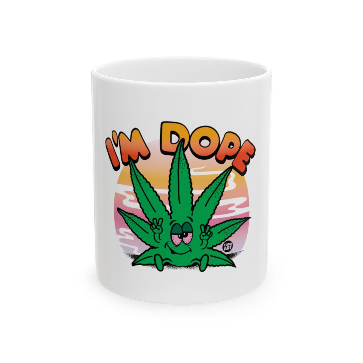 I'm Dope Mug with Colorful Marijuana Leaf Design