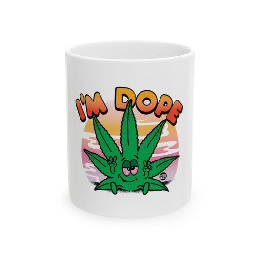I'm Dope Mug with Colorful Marijuana Leaf Design