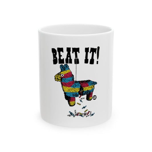 Colorful Beat It Pinata Design White Mug