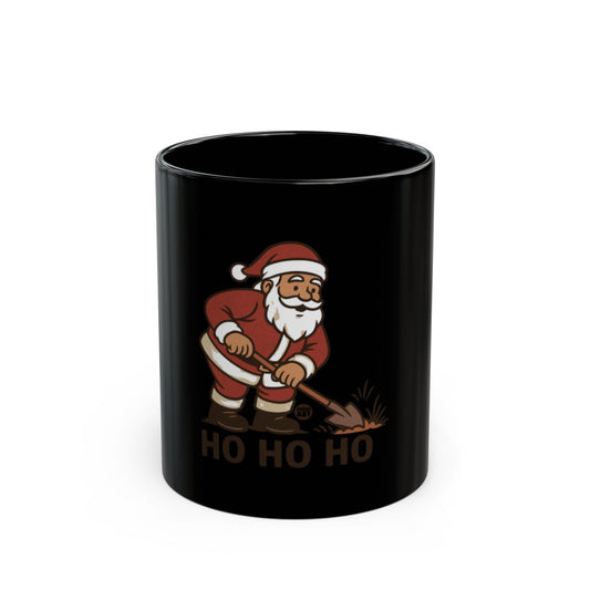 Santa with Shovel Ho Ho Ho Design Mug
