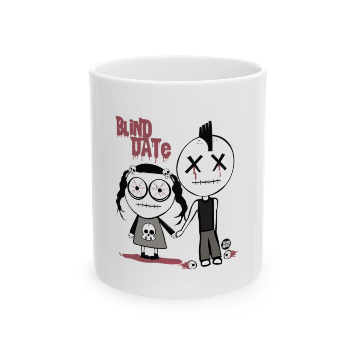 Blind Date Cartoon Couple Print Mug