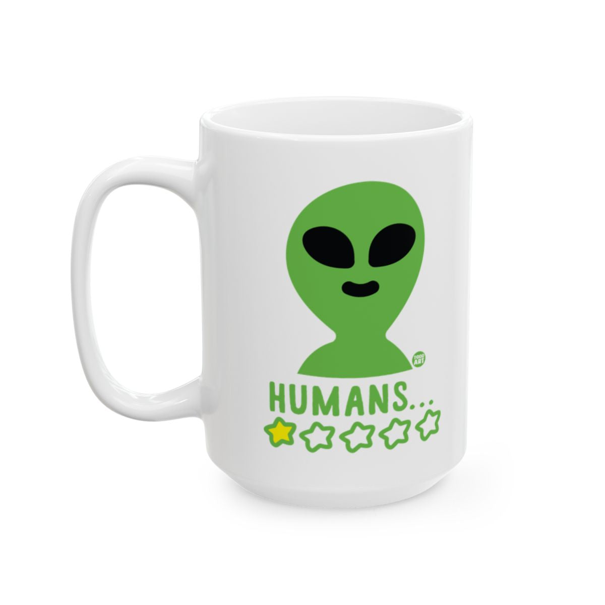 Funny Green Alien Humans One Star Rating Mug