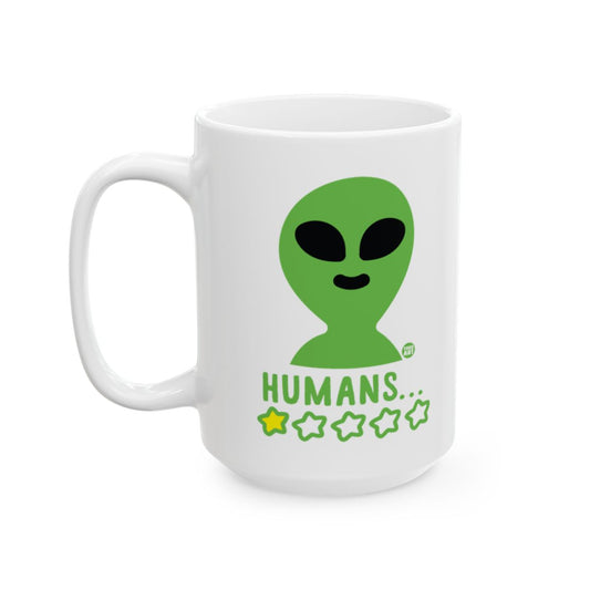 Funny Green Alien Humans One Star Rating Mug
