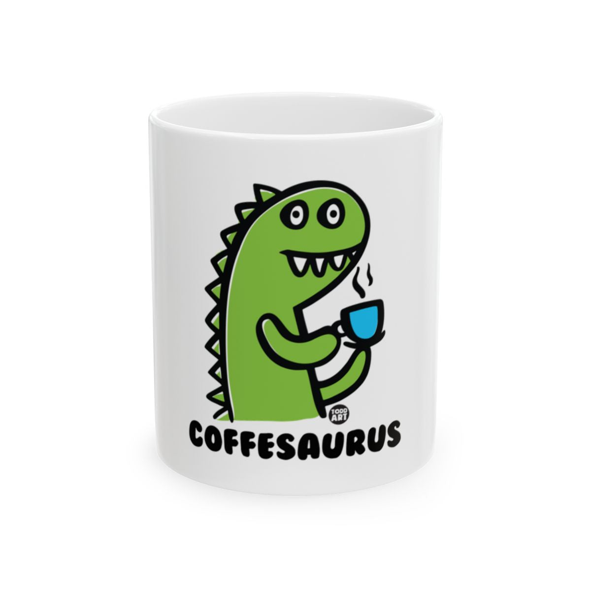 Coffeesaurus Green Cartoon Dinosaur Mug