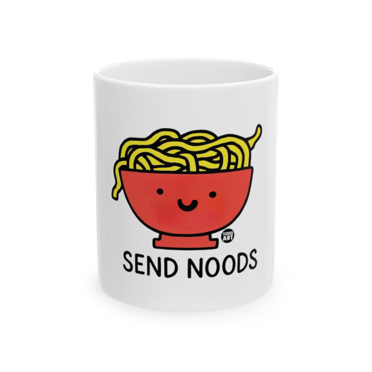 Funny Send Noods Ramen Bowl with Smiley Face Mug
