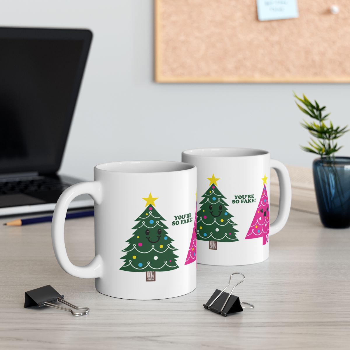 Funny Christmas Tree Design 'You're So Fake' Mug