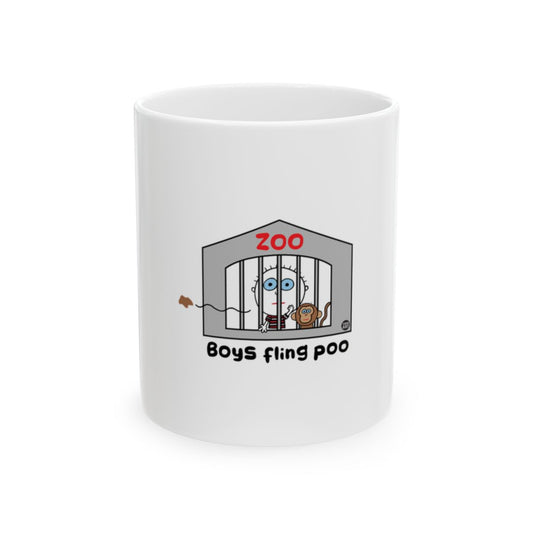 Boys Fling Poo Zoo Design Fun Coffee Mug