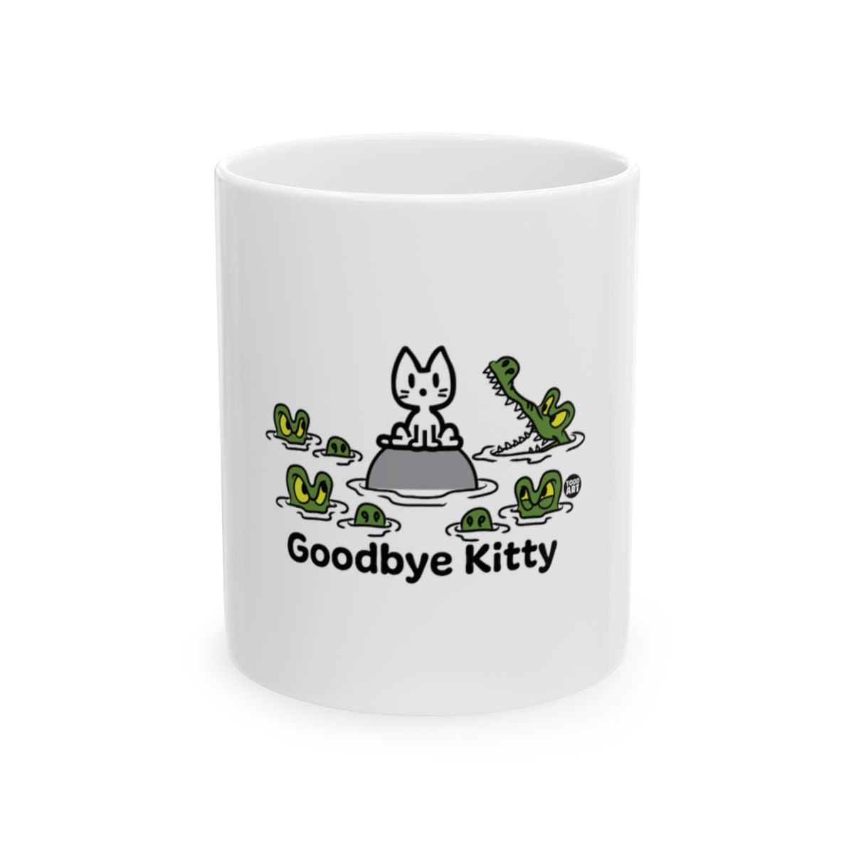 Goodbye Kitty Mug with Frog and Cat Design