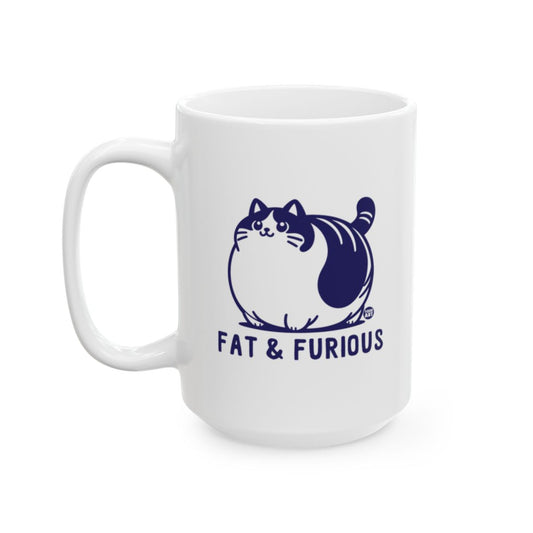Fat and Furious Cute Cat Design White Mug