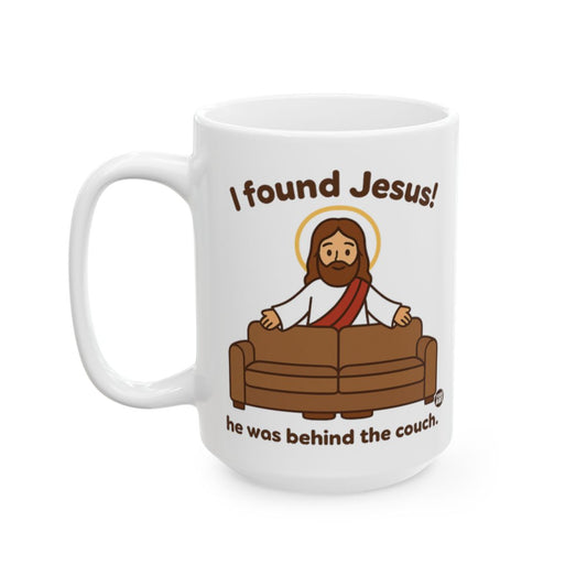 I Found Jesus Behind the Couch White Mug Product