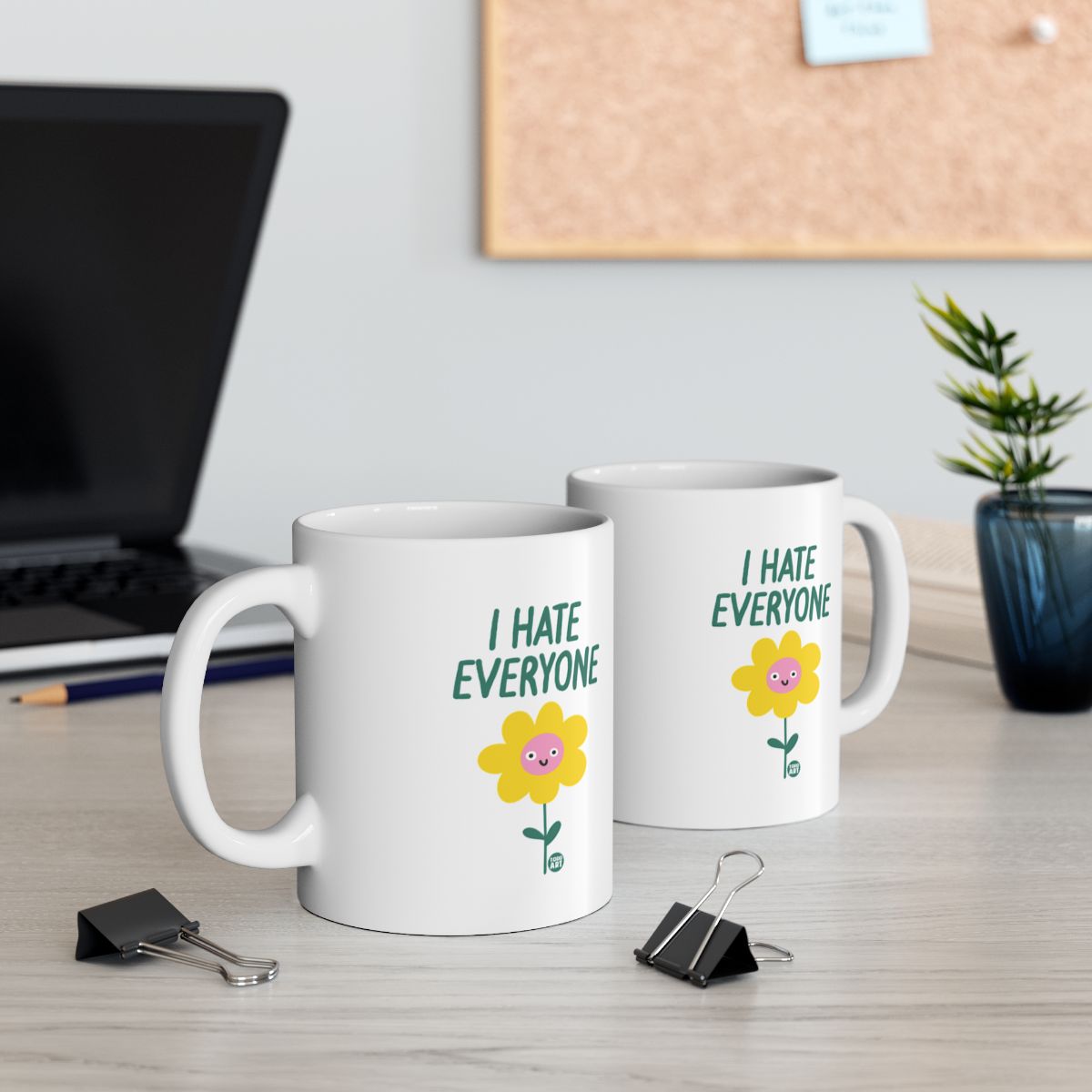 Funny Yellow Flower I Hate Everyone Office Mug