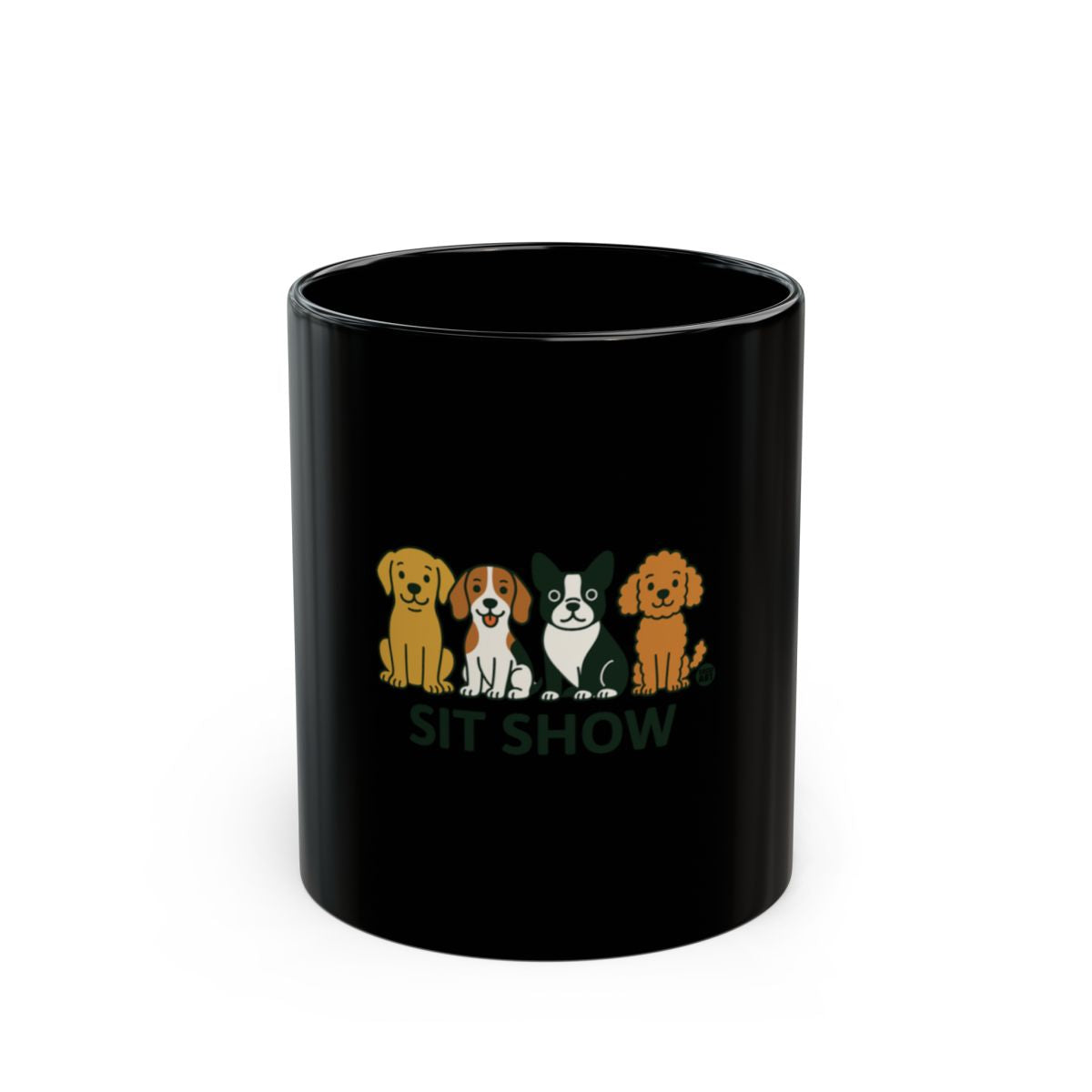 Sit Show Dog Illustration Black Coffee Mug