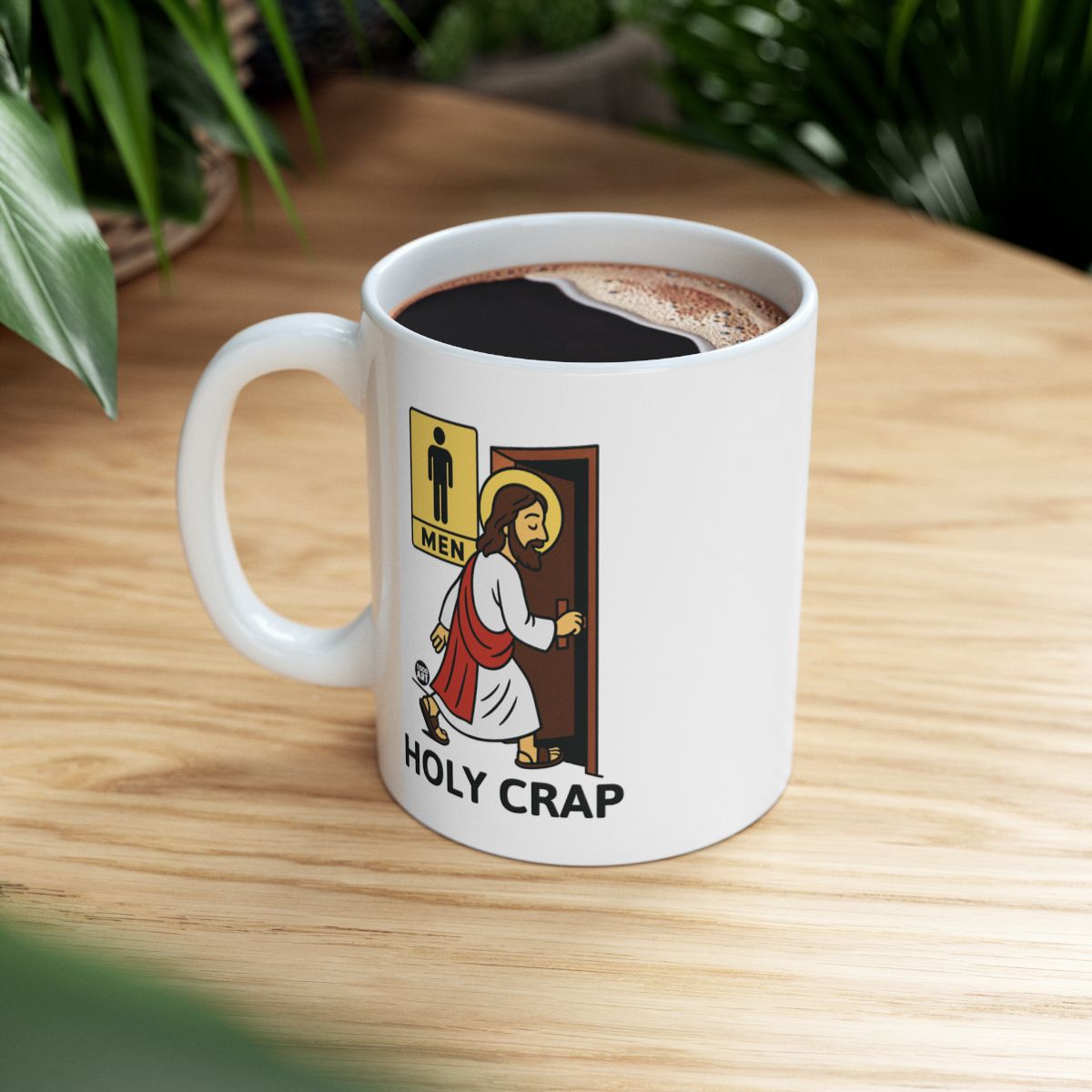 Funny Holy Crap Jesus Men's Bathroom Coffee Mug