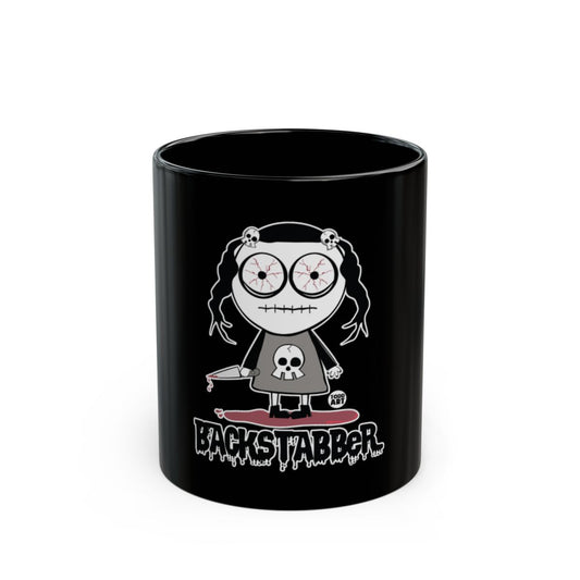 Gothic Backstabber Black Mug with Skull and Knives