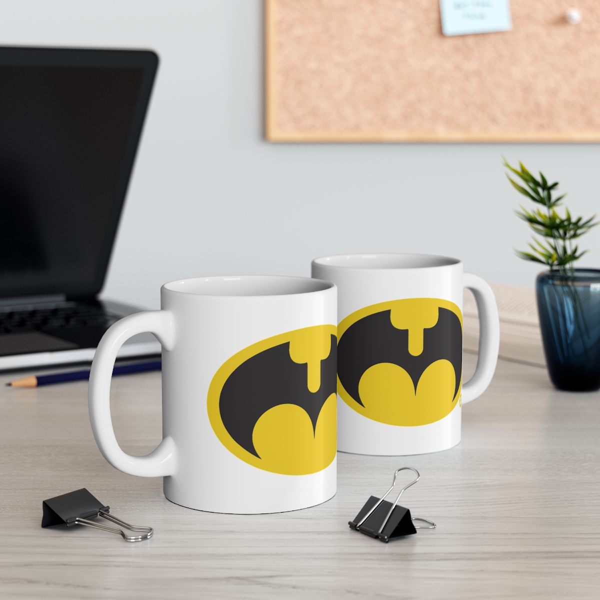 Bat Emblem Design Coffee Mug Set for Superhero Fans