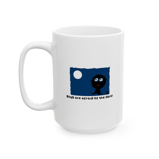Boys Are Afraid of the Dark Mug with Cute Cartoon Design