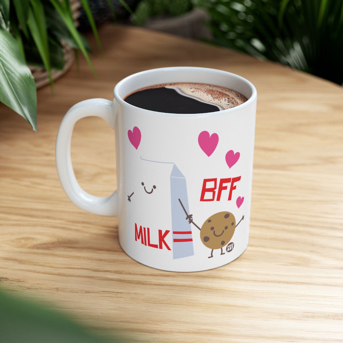 Cute Milk and Cookie BFF Mug with Heart Designs