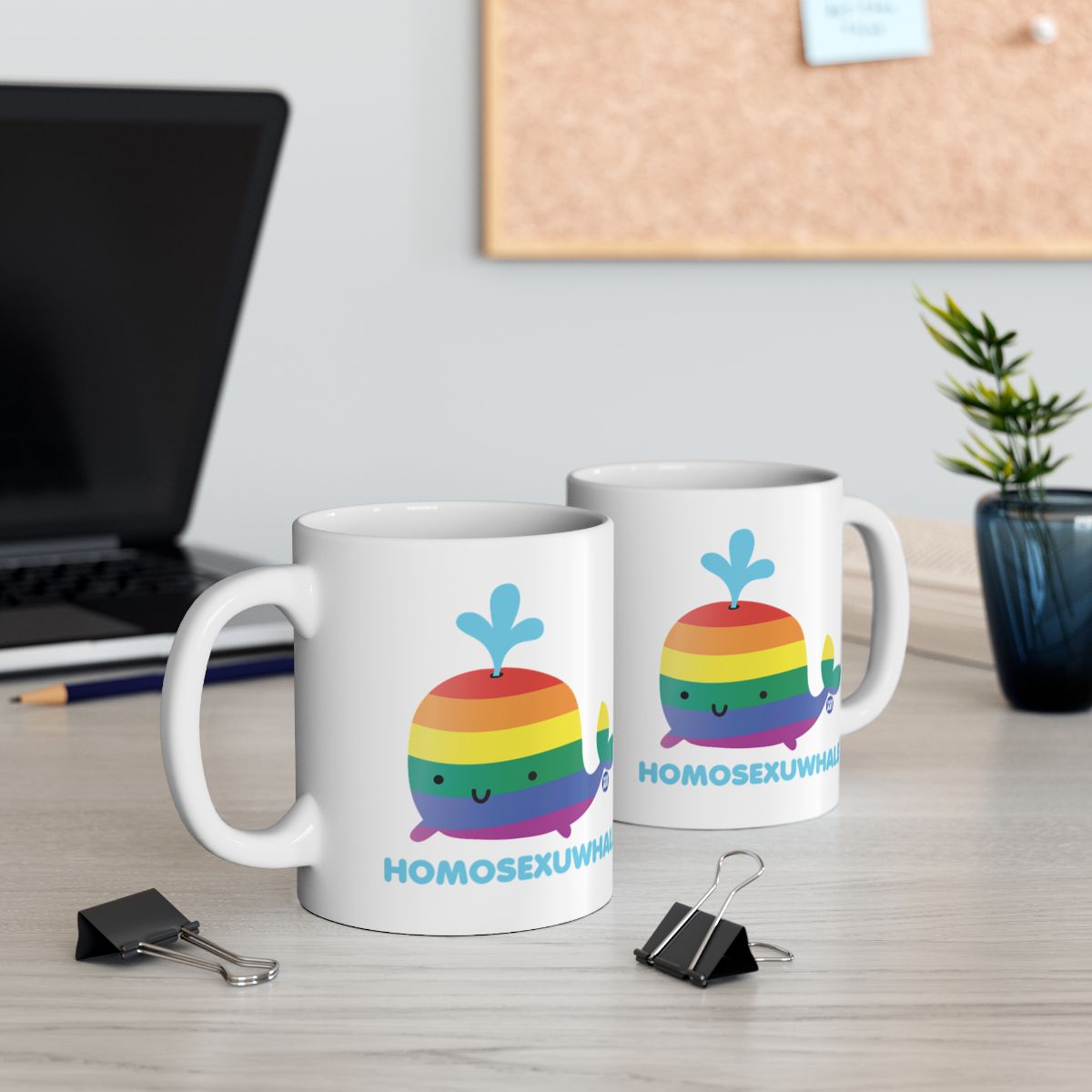 HOMOSEXUWHAL Coffee Mug with Adorable Whale Design