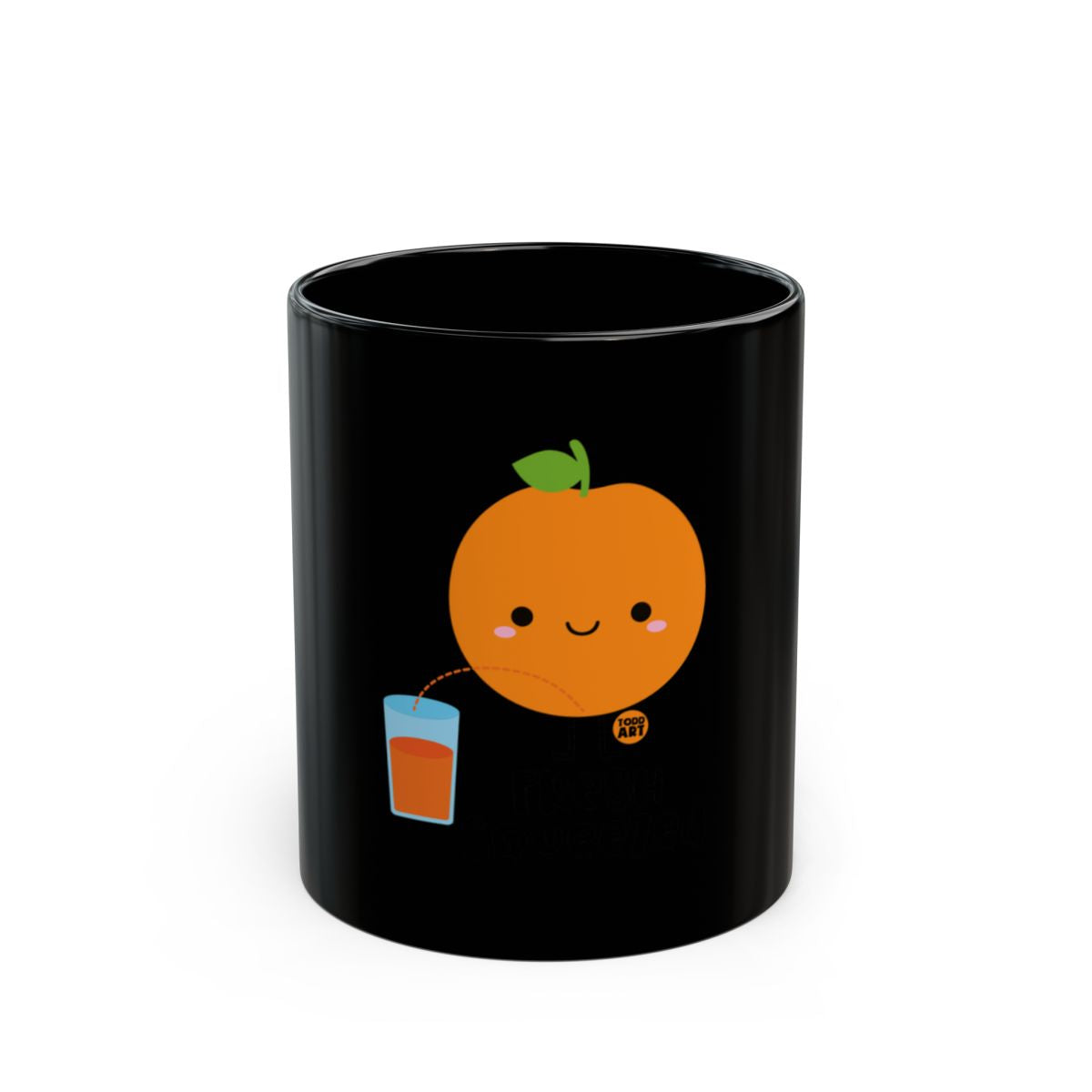 Cute Orange Character Design Black Mug