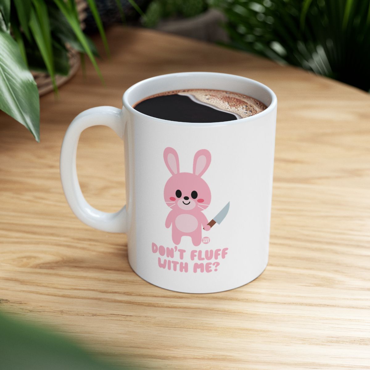 Cute Bunny Knife Print Mug with Don't Fluff With Me