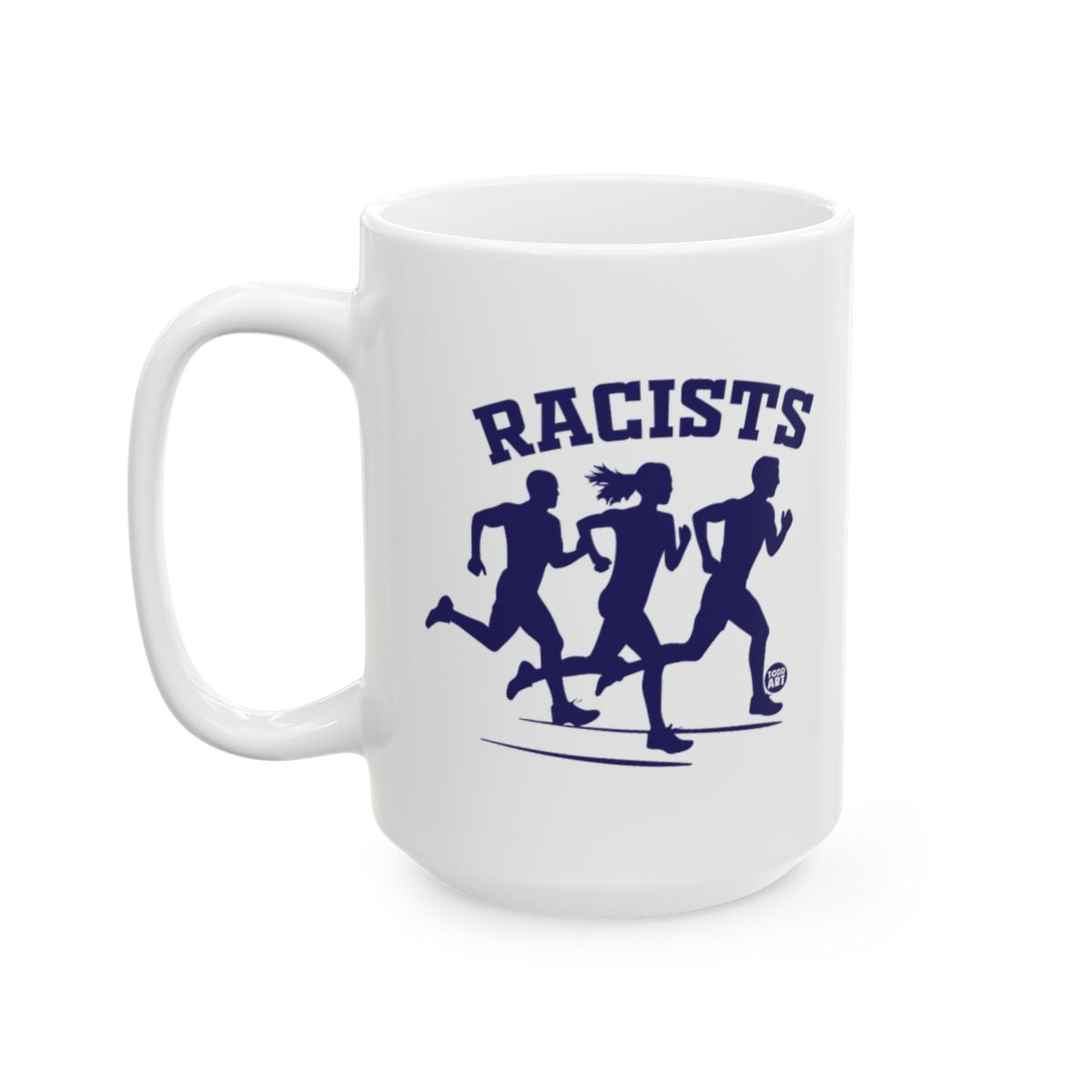 Runners Silhouette Racists Design White Ceramic Mug