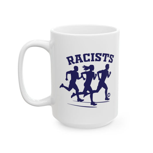 Runners Silhouette Racists Design White Ceramic Mug