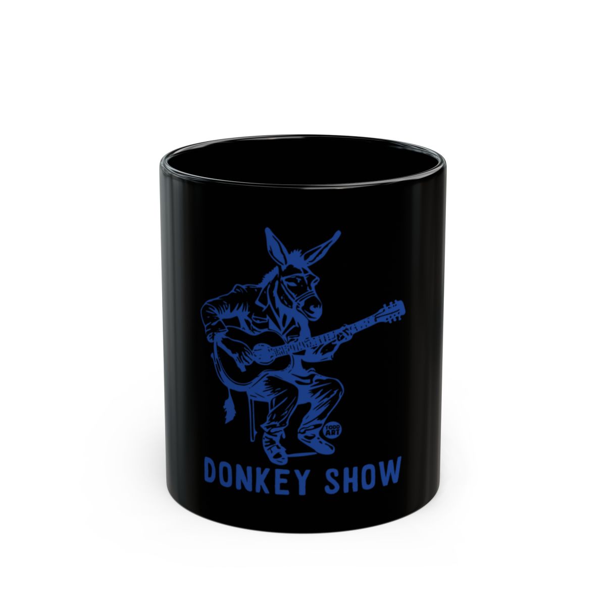 Donkey Show Design on Black Ceramic Mug