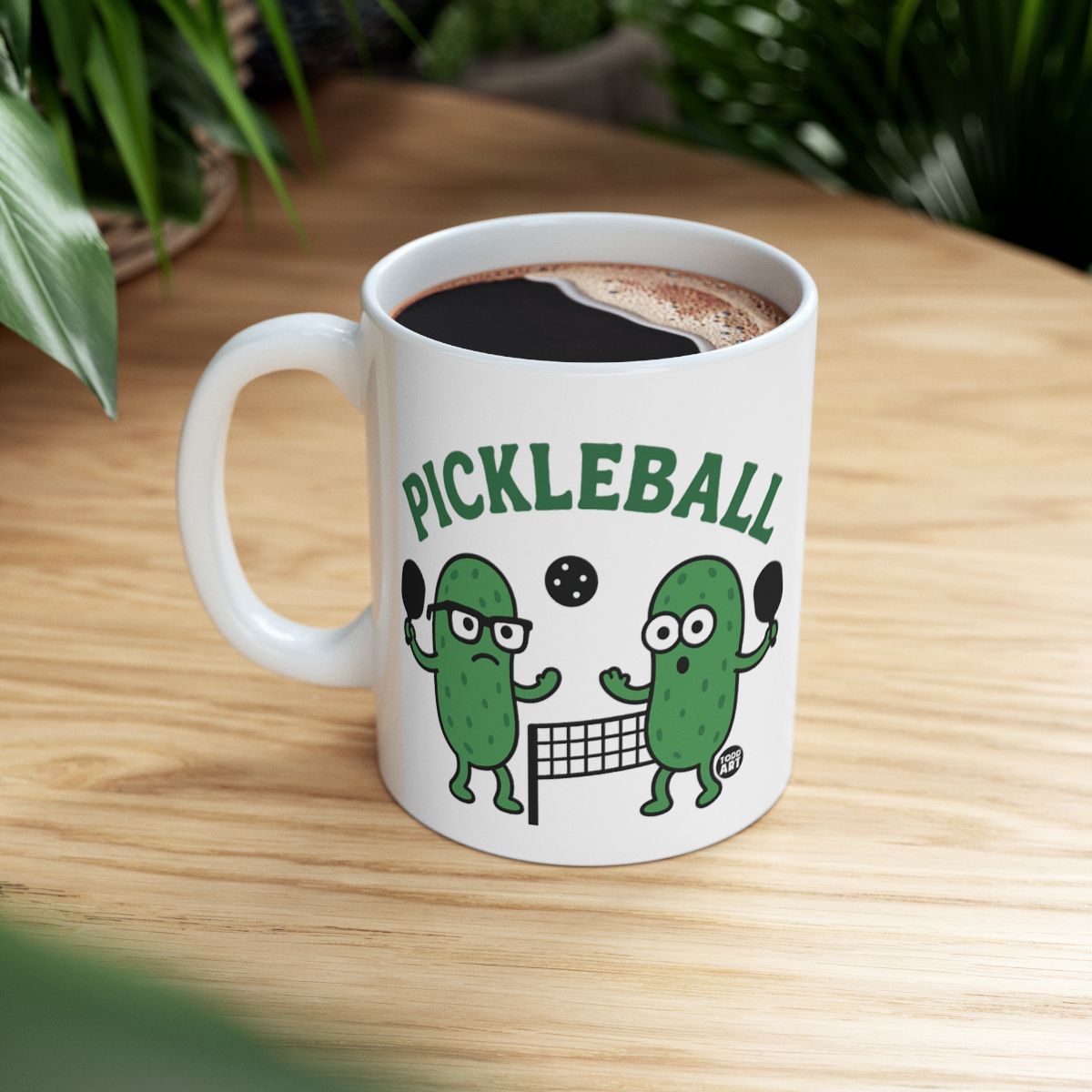 Funny Pickleball Themed Mug with Cute Pickle Players