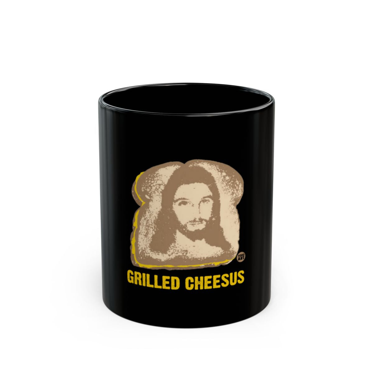 Grilled Cheesus Unique Black Ceramic Mug