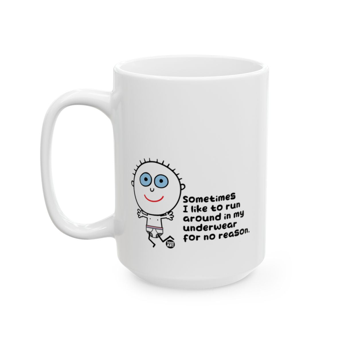 Funny Cartoon Character Coffee Mug with Humorous Quote