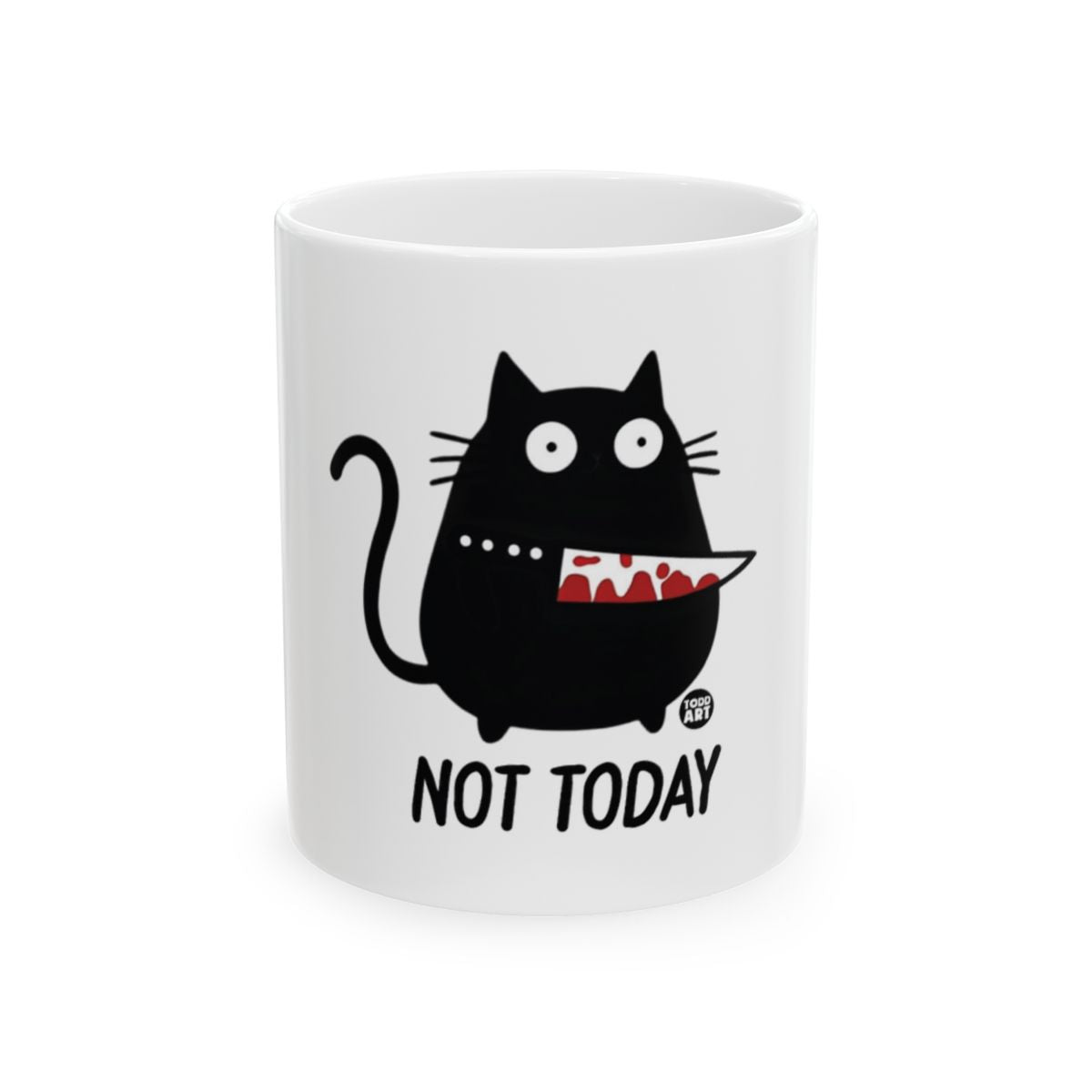 Not Today Black Cat with Knife Design Mug