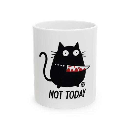 Not Today Black Cat with Knife Design Mug