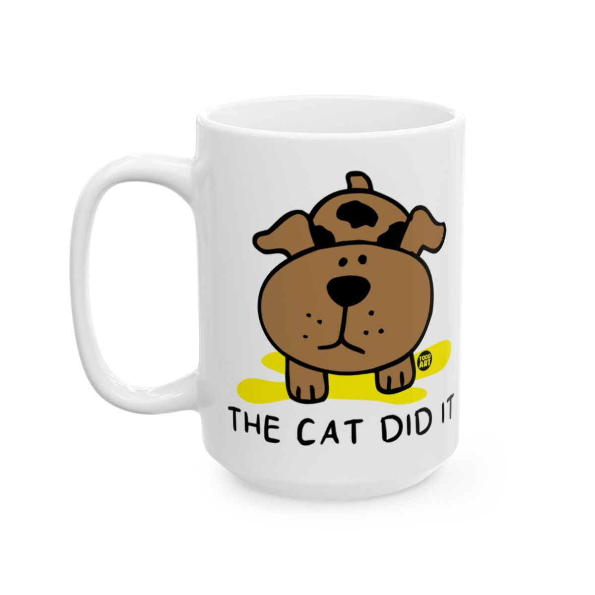 Funny Dog Cartoon with The Cat Did It Mug