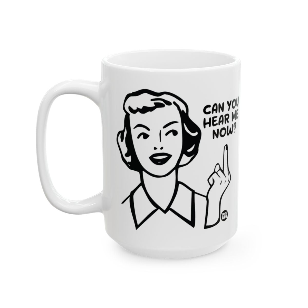 Can You Hear Me Now Mug with Retro Illustration