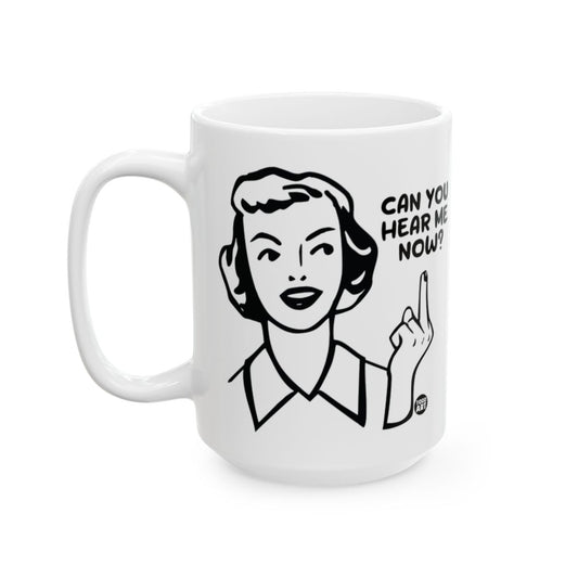 Can You Hear Me Now Mug with Retro Illustration