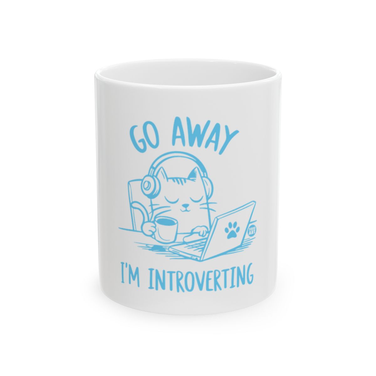 Go Away I'm Introverting Cat with Headphones Mug