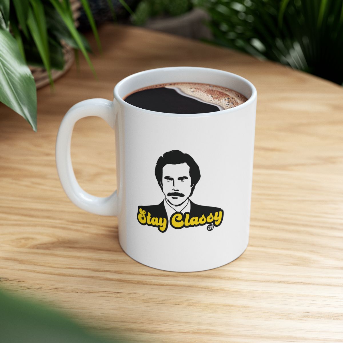 Stay Classy Mug with Illustration and Text Design