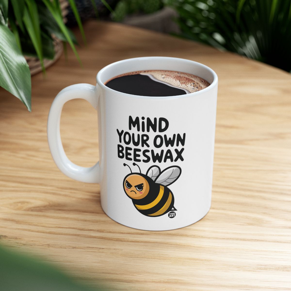 Mind Your Own Beeswax Mug with Cute Angry Bee Artwork