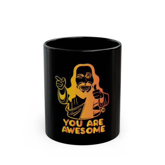 You Are Awesome Jesus Thumbs Up Black Ceramic Mug