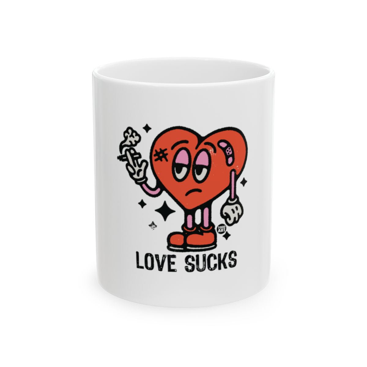 Sad Heart Cartoon with Love Sucks Mug
