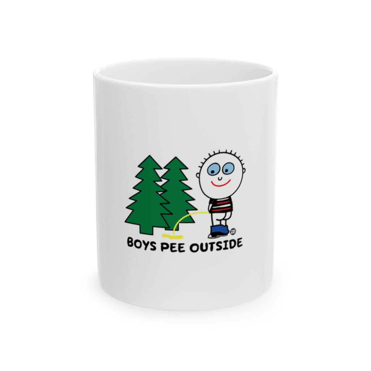 Boys Pee Outside Funny Cartoon Mug