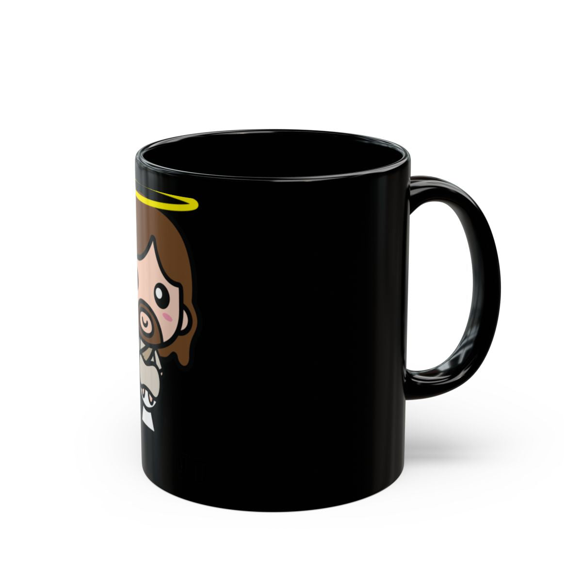 Cute Angel Character on Black Coffee Mug gift