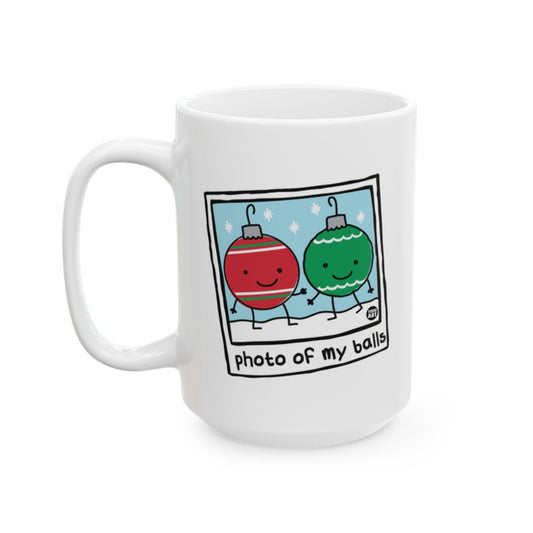 Holiday Mug with Funny Cartoon Ornament Design