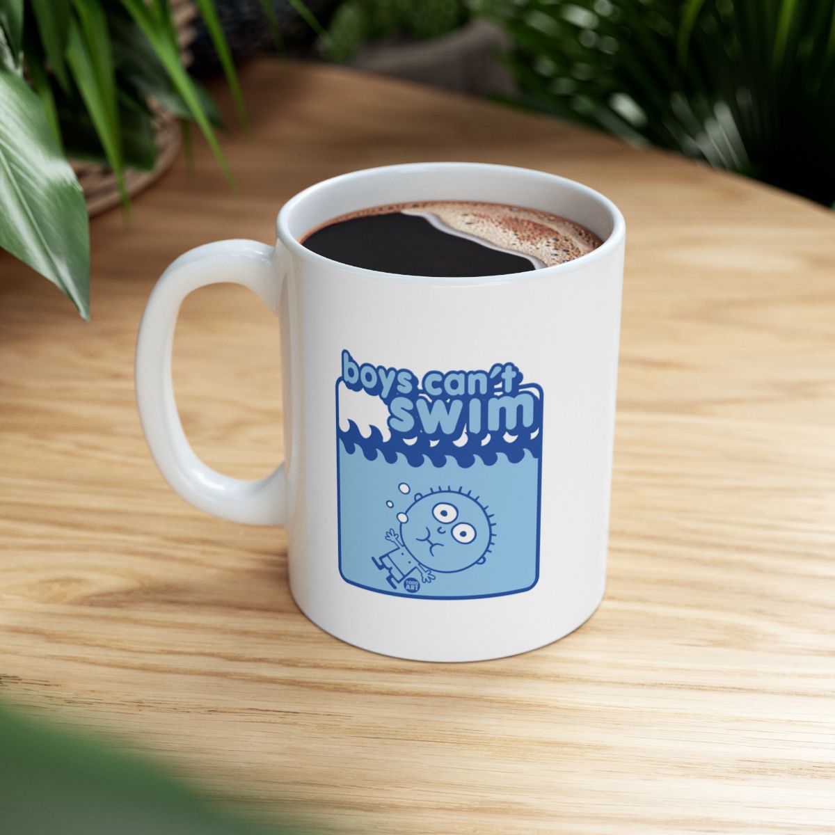 Boys Can't Swim Cute Cartoon Print Coffee Mug