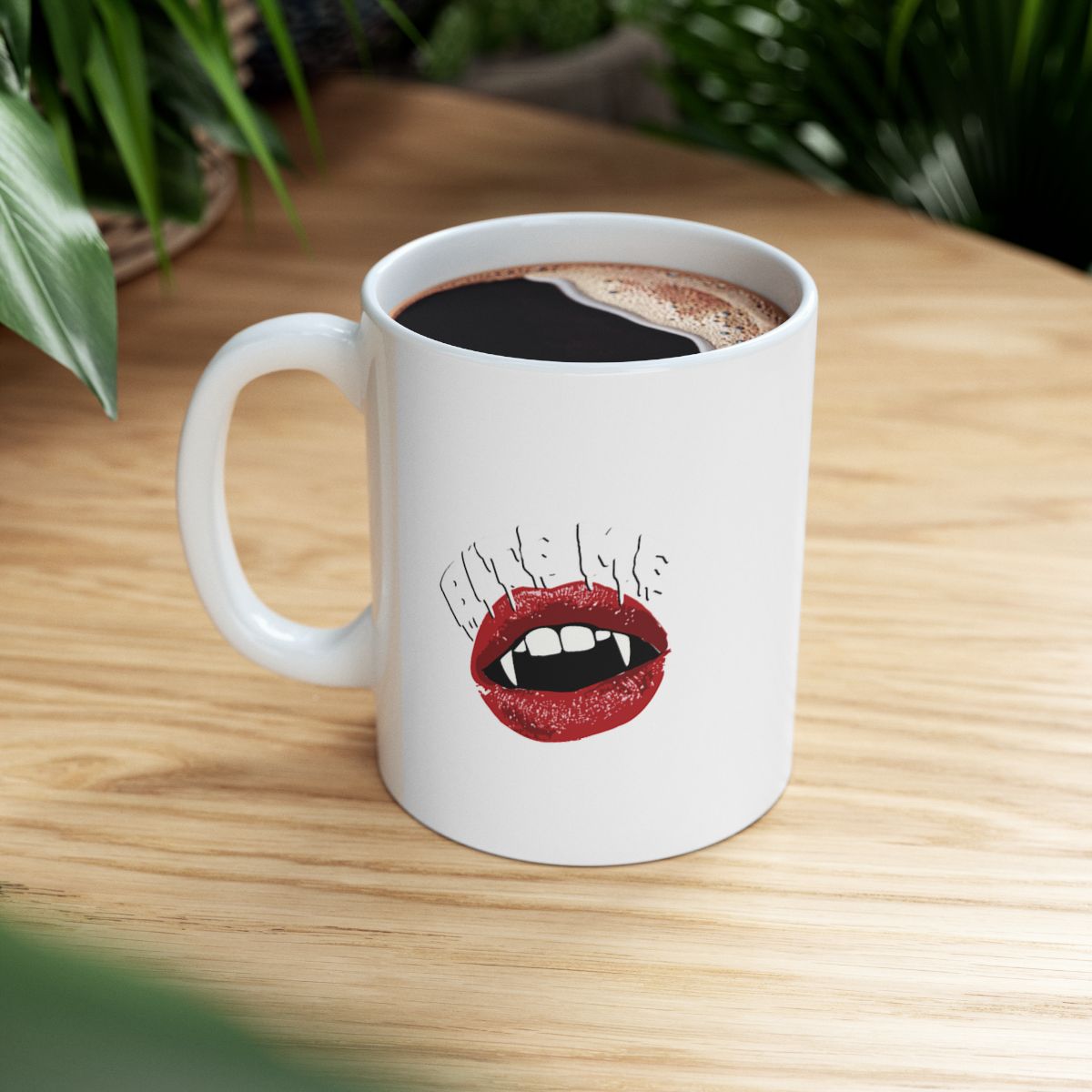 Quirky White Mug with Red Lips and Teeth Design Mug