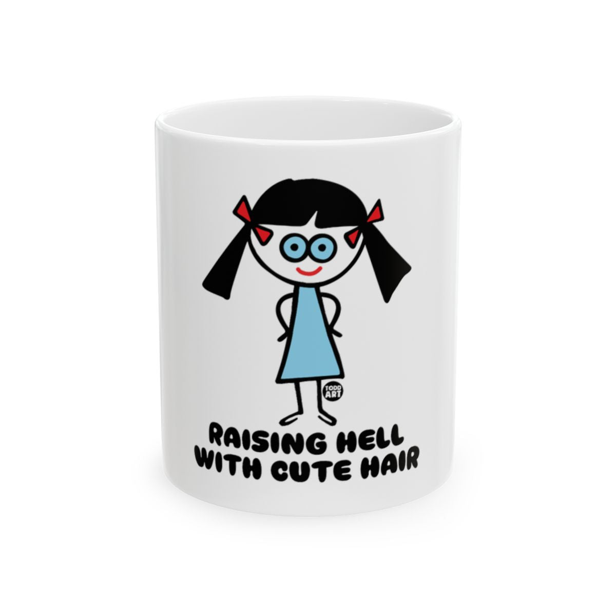 Raising Hell with Cute Hair Comical Mug for Coffee Lovers