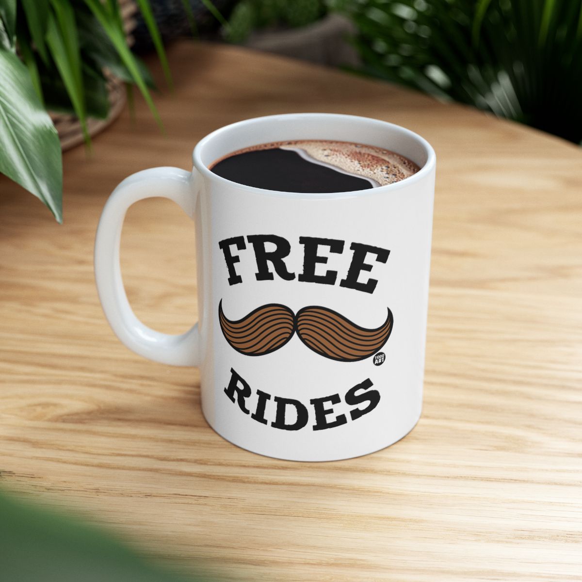 Free Rides Mustache Mug Perfect for Coffee Lovers