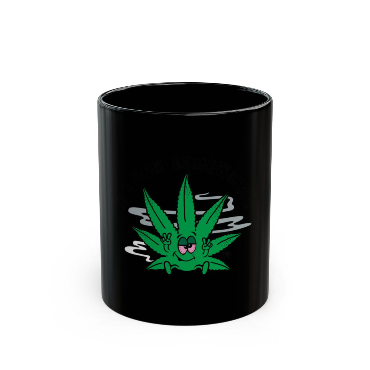 Cool Black Mug with Peaceful Leaf Design