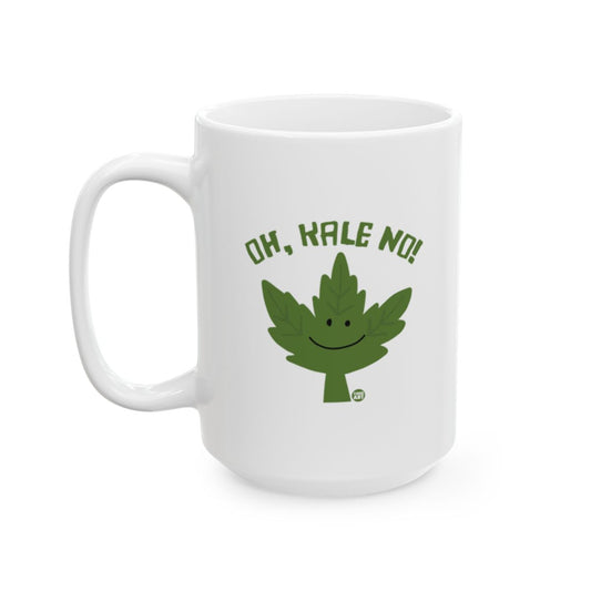 Oh Kale No Smiling Leaf Design on White Mug